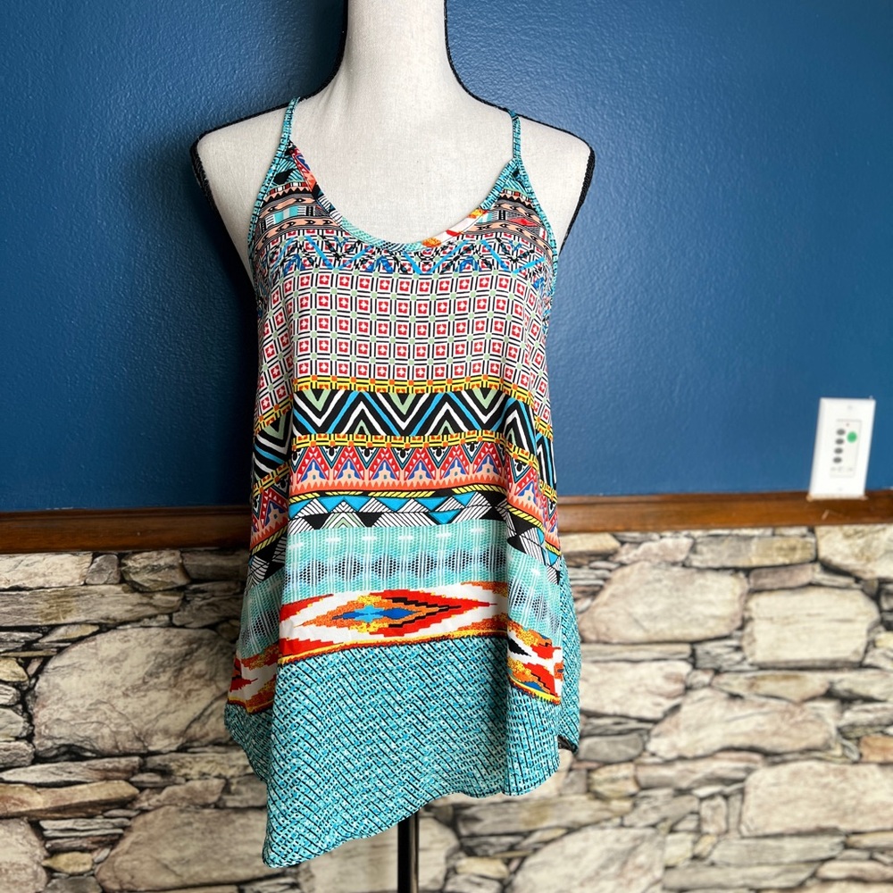 Small Colorful Geometric Aztec Print Women's Tank